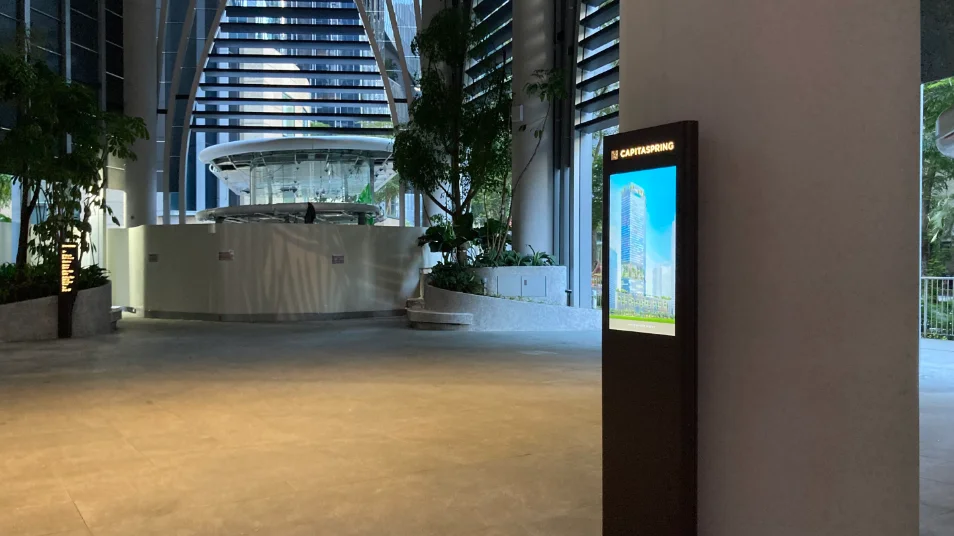 elTOV digital signage and wayfinding deployment in an office environment